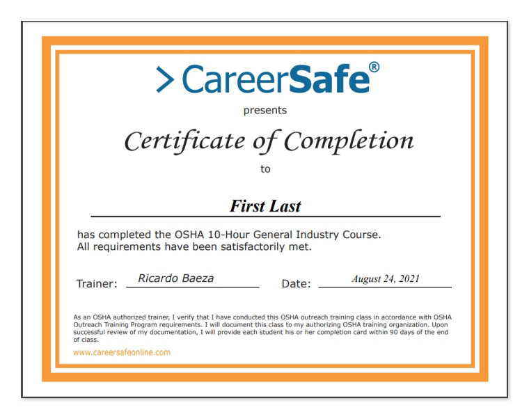 Course Completion Certificate
