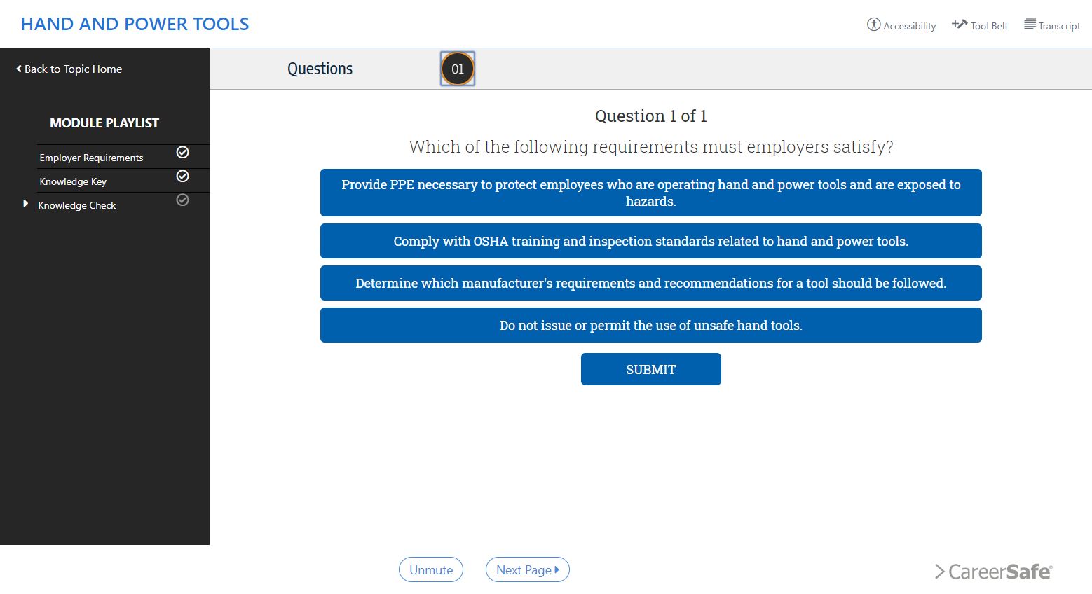 Course Interface for Assessments