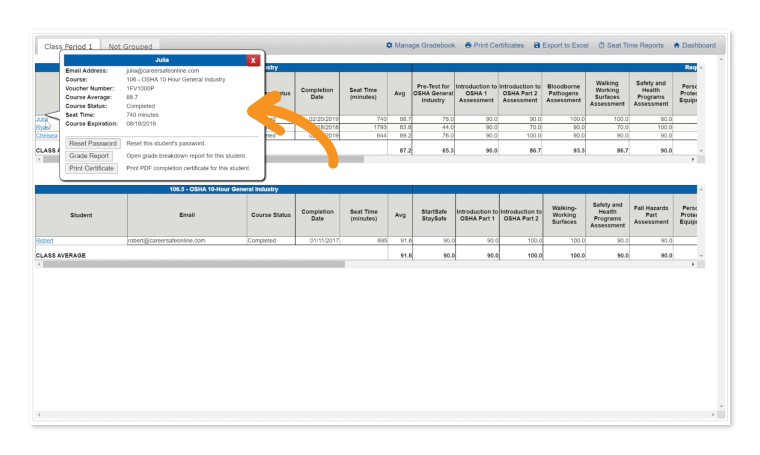 Gradebook Pop-up
