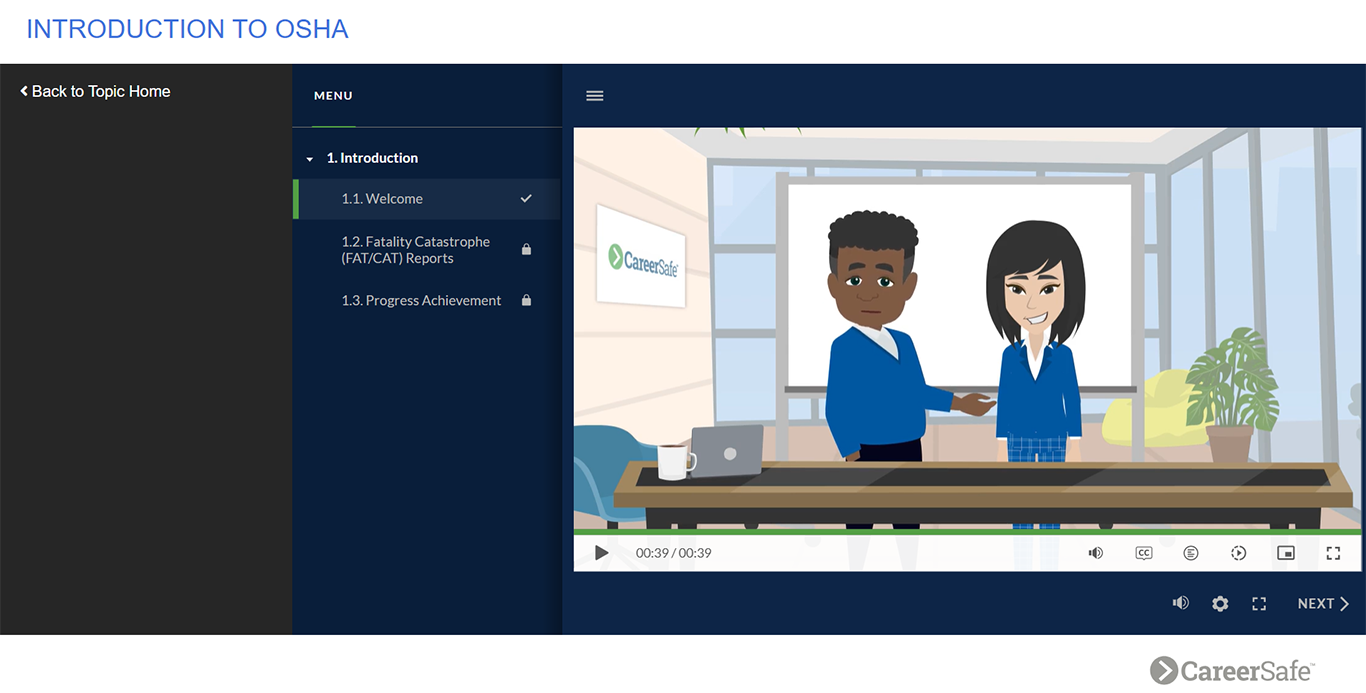 Screenshot of video in a CareerSafe course