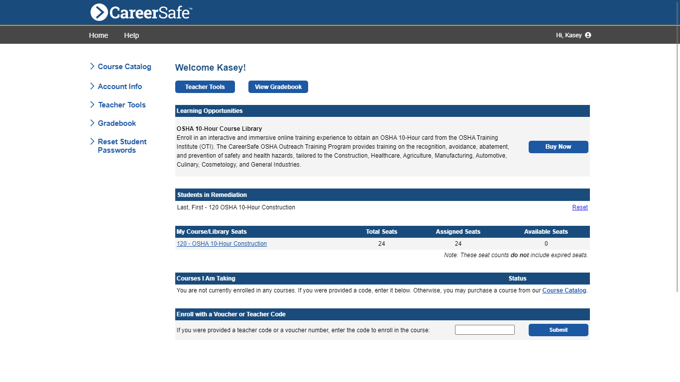 Home page with Remediation Section (screenshot)