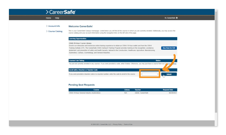 Student Enroll with a Teacher Code