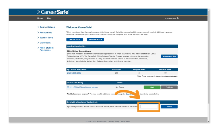 Enroll with a Teacher Code