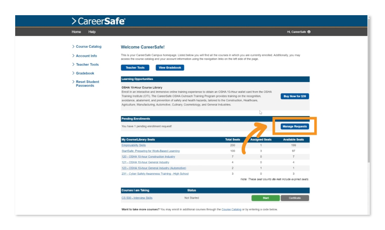 Teacher Manage Requests
