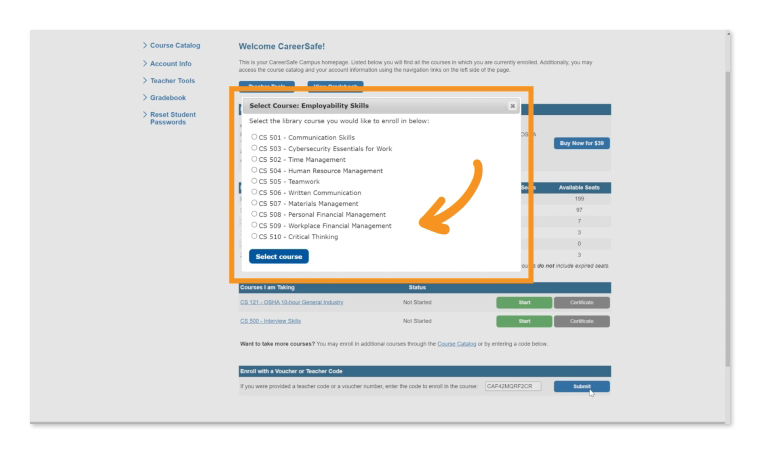 Select a course