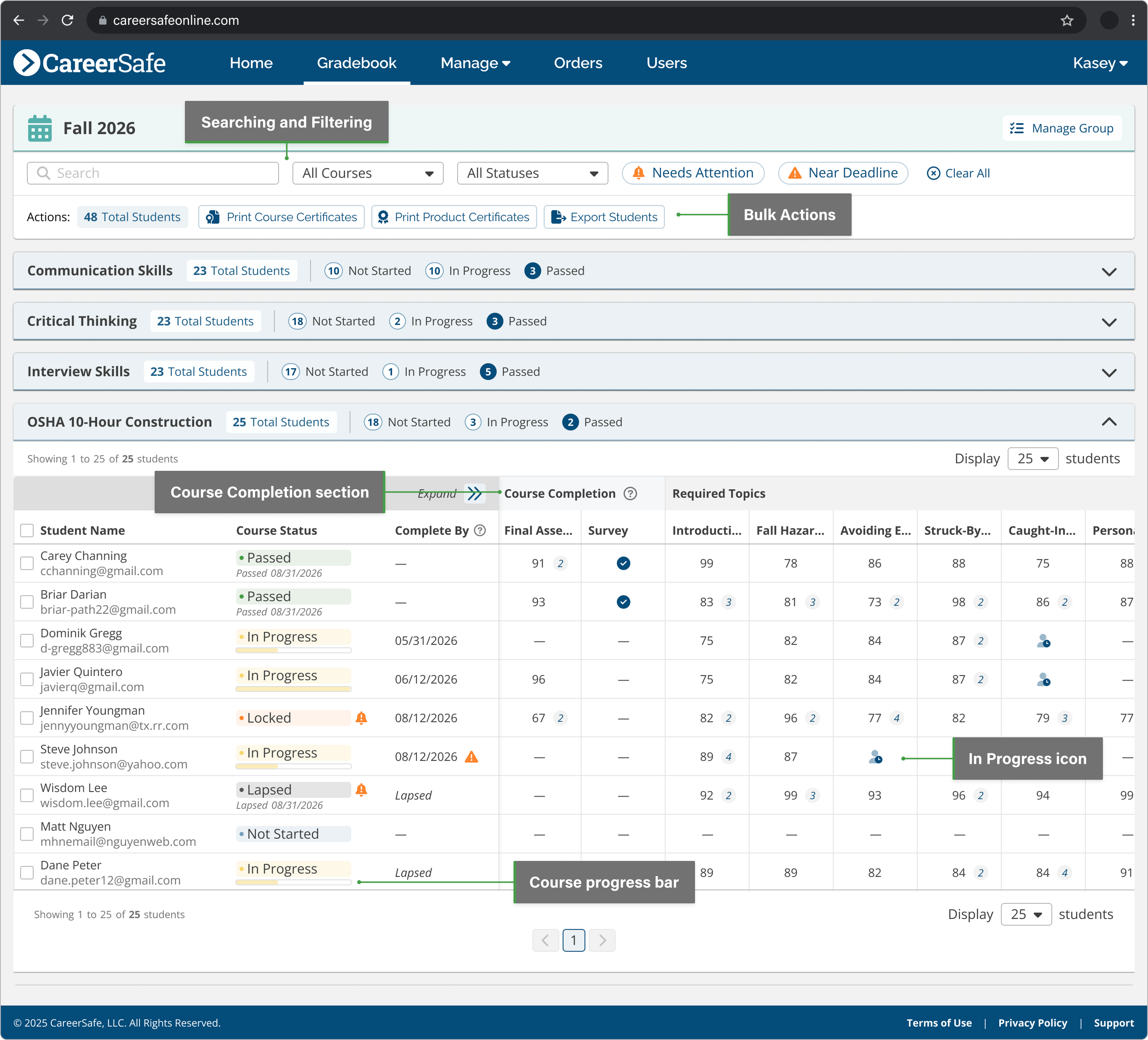 Gradebook enhancements screenshot