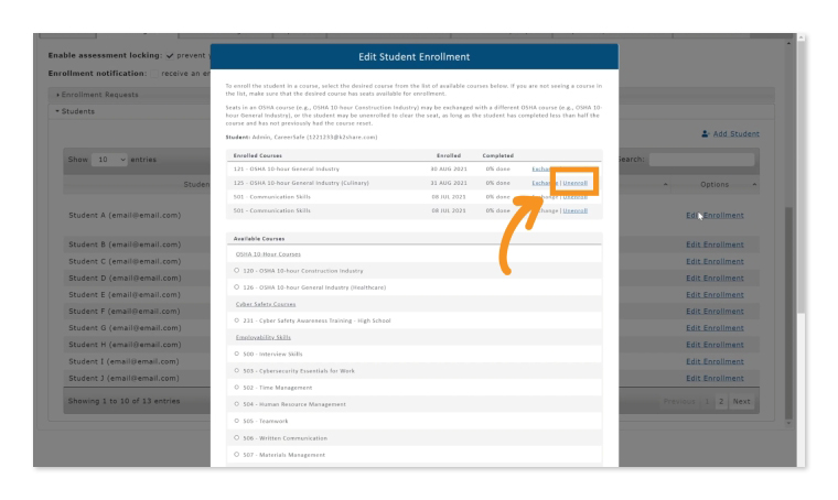 Edit Student Enrollment