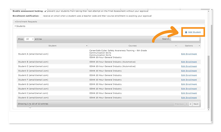 Add Student Tab