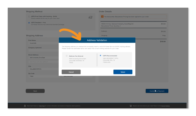 Verify Shipping Address